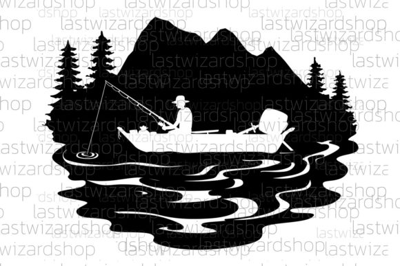 Bass Fishing Scene Svg: Graphics and Crafts