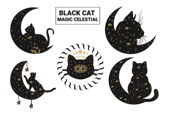 Black Cat Magic Celestial SVG Bundle for Crafts and Graphics