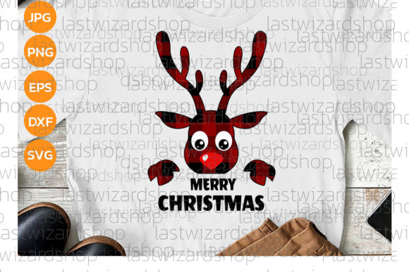 Buffalo Plaid Reindeer Svg Christmas Graphics for Crafts