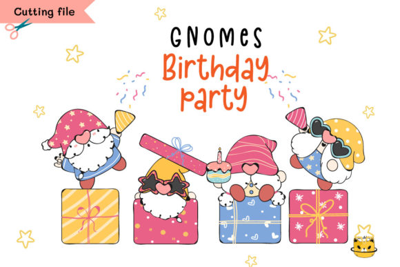 Colorful Happy Birthday Party Gnome Svg for Graphics and Crafts