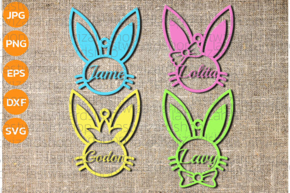 Easter Basket Name Tag Svg, Easter Bunny Graphics