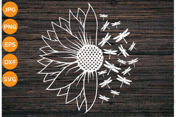 Half Sunflower with Dragonfly Svg Summer: Graphics for Crafts