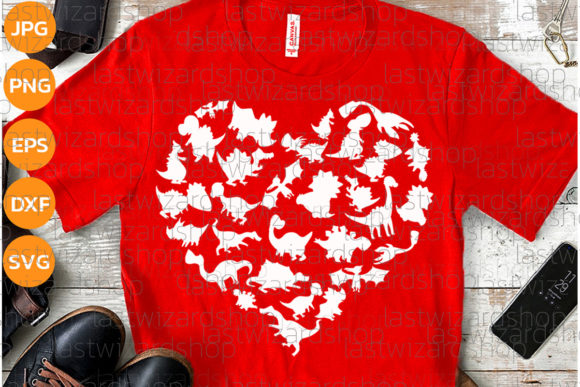 Heart of Dinosaurs Svg, Valentine’s Day