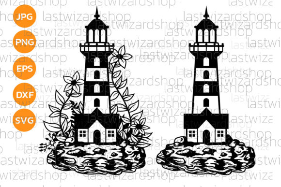 Lighthouse with Flowers Svg, Summer Graphics