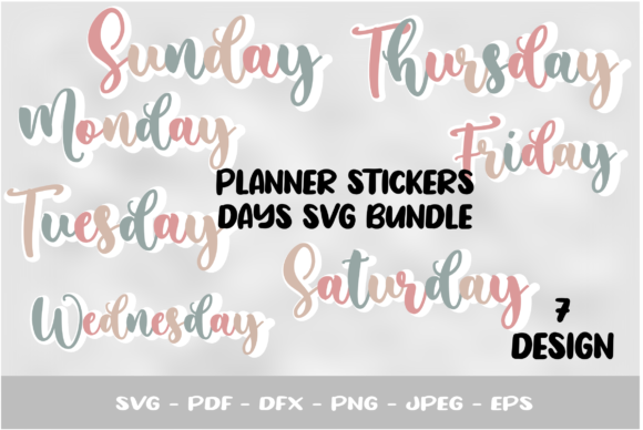 Planner Stickers Days SVG Bundle