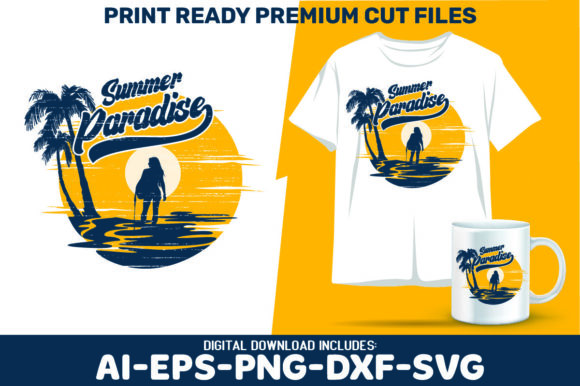 Summer Paradise Vintage Beach Spring SVG for Crafts & Graphics