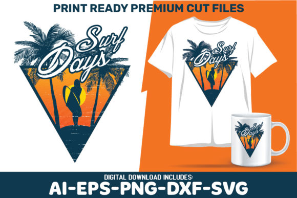 Surf Days Vintage Design Sublimation SVG for Crafts & Graphics
