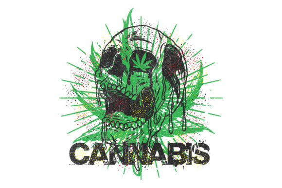 Vintage Skull Cannabis Weed SVG Graphics for Crafts